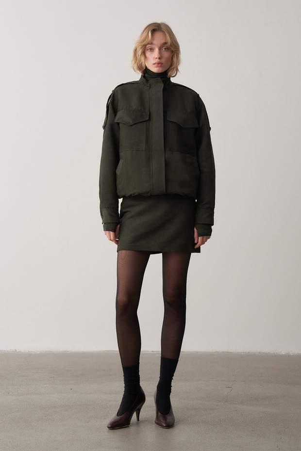 Haki Süet Bomber Ceket - 2