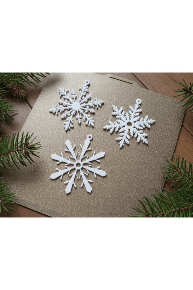 Set of 3 Light-Transmitting Snowflake Christmas Tree and Window Ornaments
