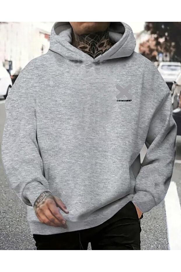 Hooded Sweatshirt with Chest Print Detail