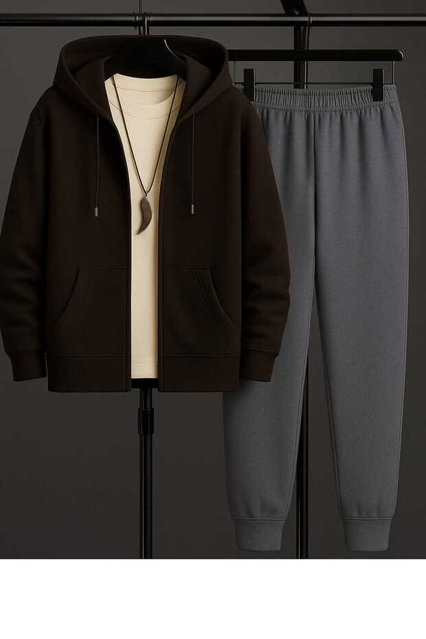 Men's Hooded Jacket Tracksuit Set