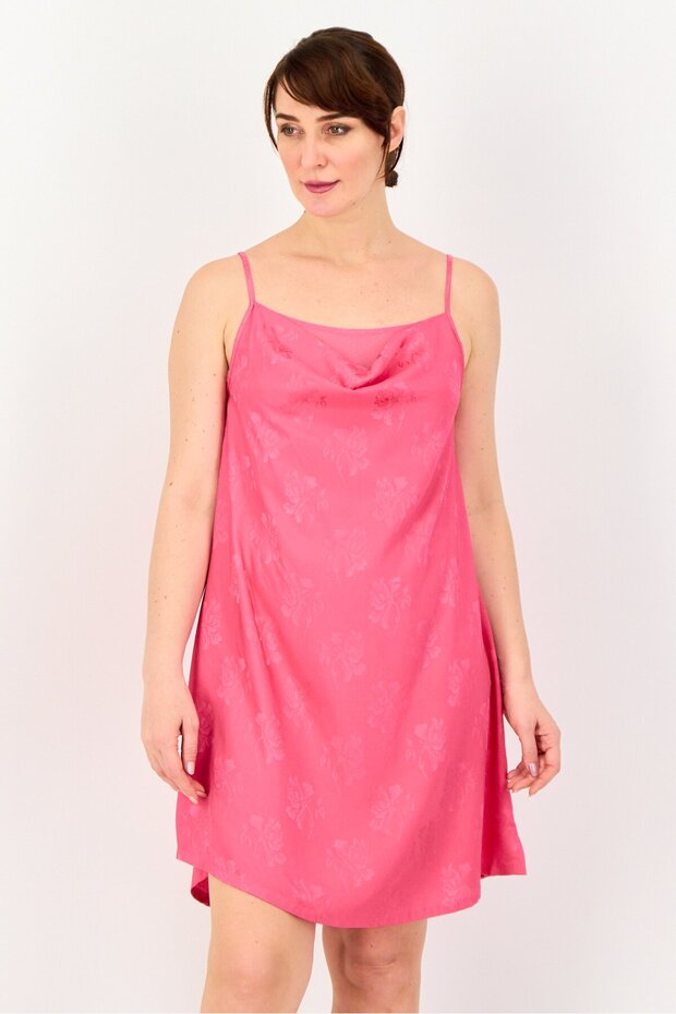 Women Textured Sleeveless Sleeping Dress, Pink