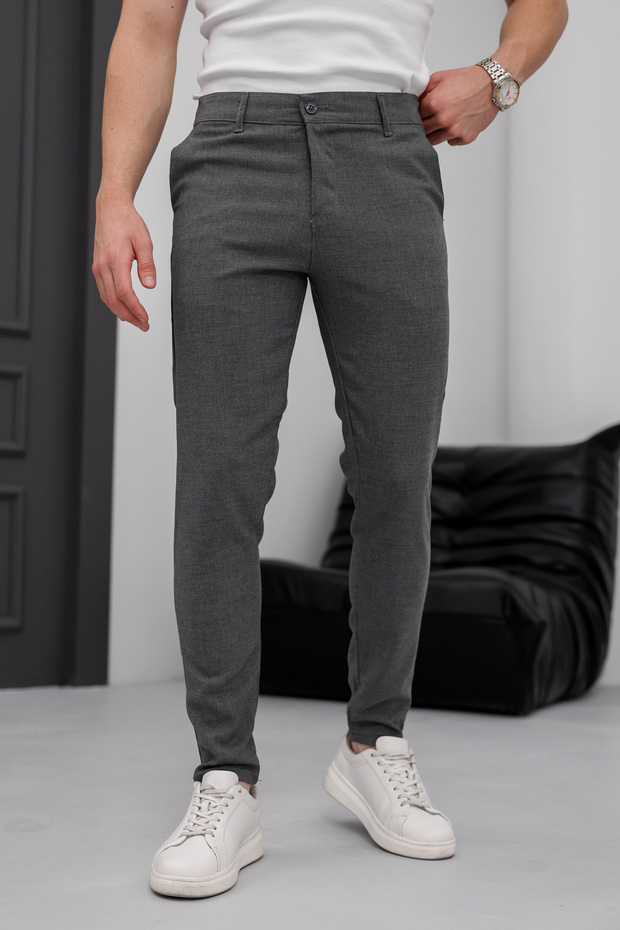 Men's Smoked Slim Fit Stretch Fabric Fabric Trousers