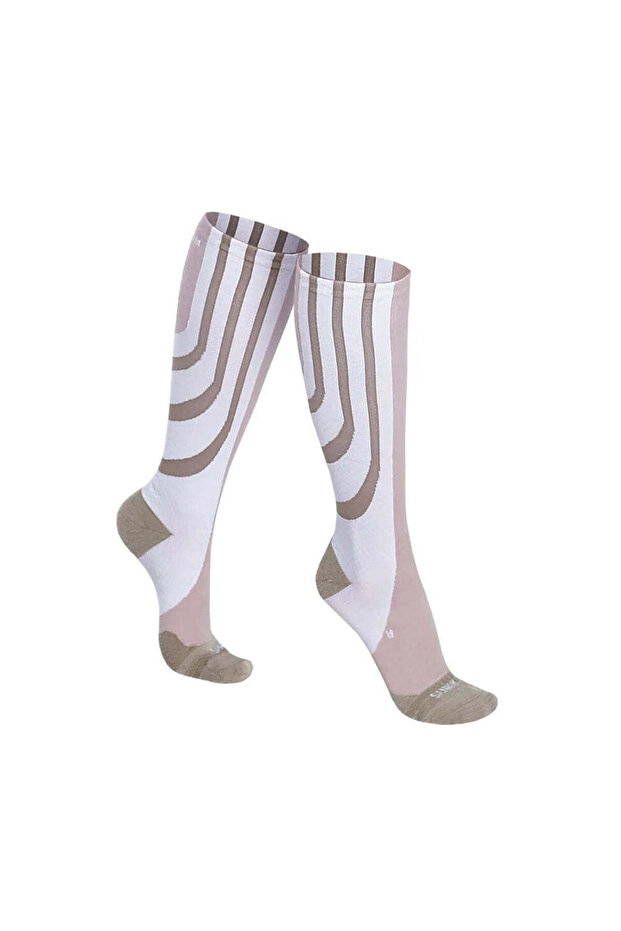 جوارب ضغط نشطة حاصلة على براءة اختراع - أبيض وبيج - 1