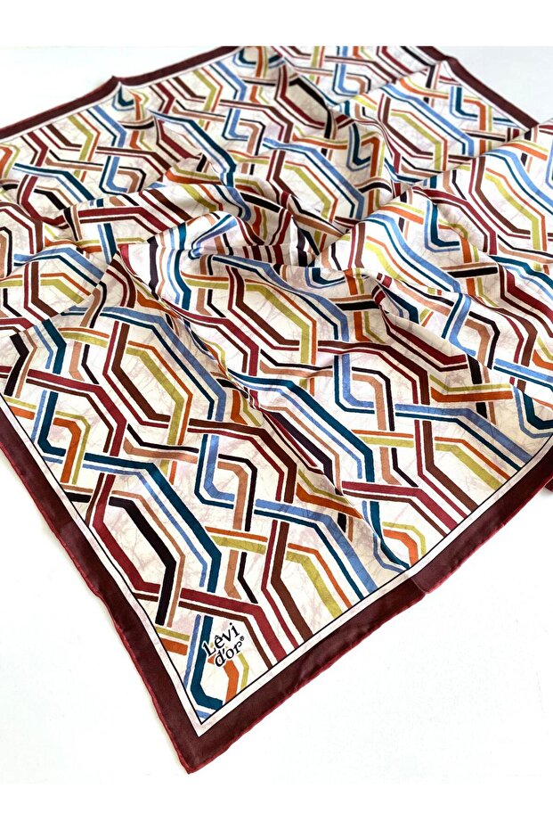 Tivil Pure Silk Scarf 49686 Burgundy Mixed Pattern