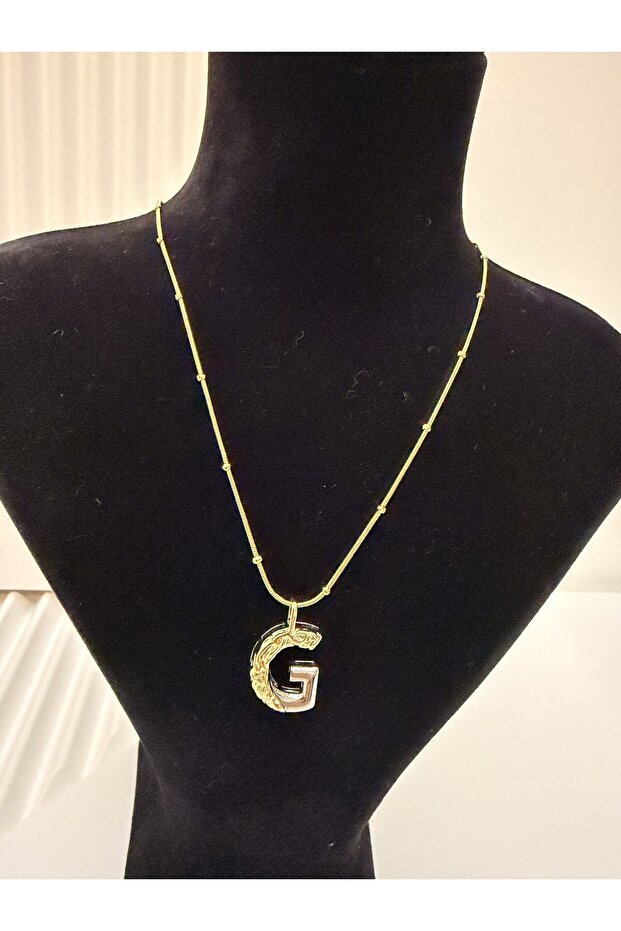 Steel, with Stylish Chain Detail, Two-Tone, Design Letter Necklace