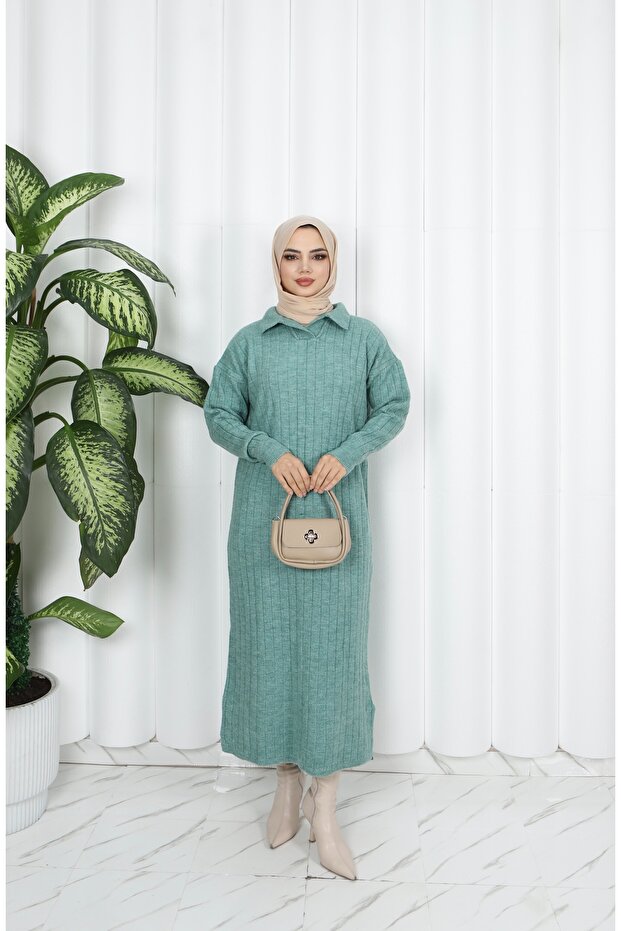 Polo Neck Knitwear Dress