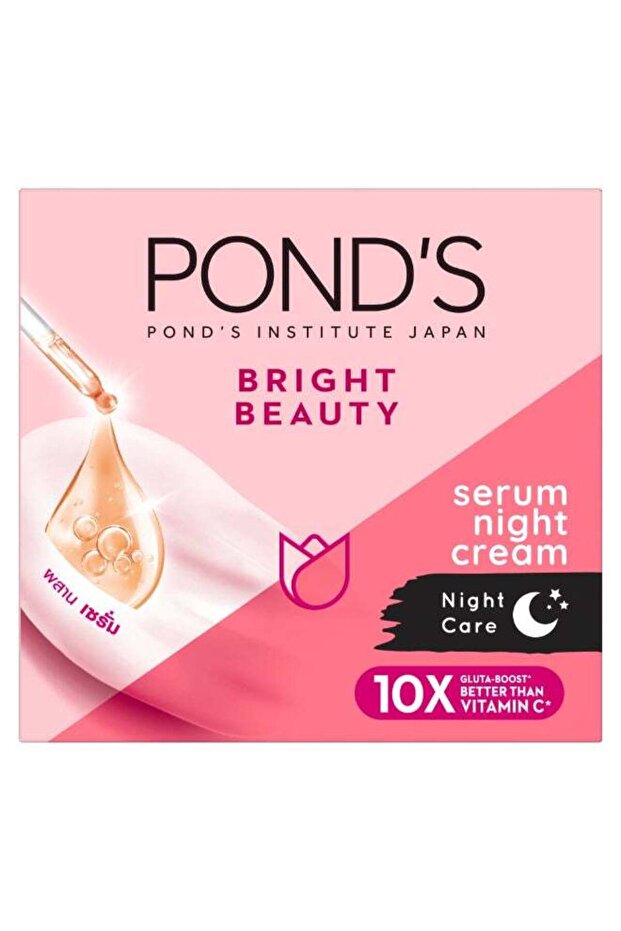 Pond's Bright Beauty Serum Night Cream With Niacinamide Vitamin E And Glycerin Pink 50grams