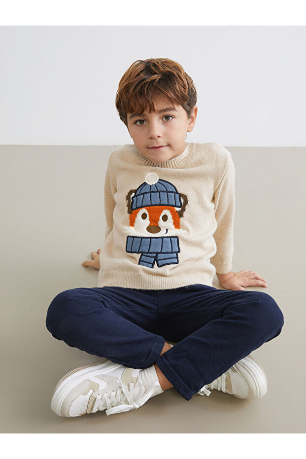 Zero Roba Collar Embroidered Boys' Knitwear Sweater from Uzg Store for Style Enthusiasts