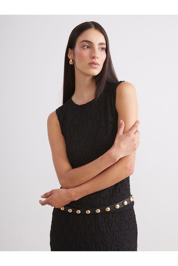 Özmarka New Season Crew Neck Textured Women's Tank Top