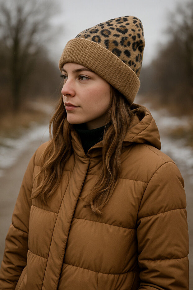 Kadın Soft Leopar Bere - 1