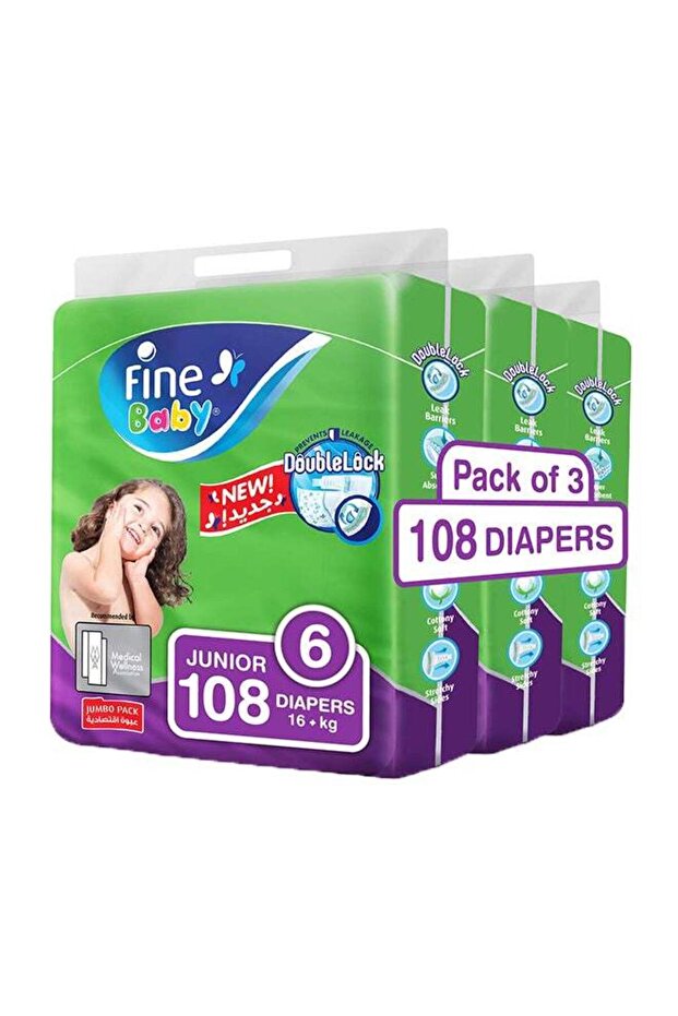 Diapers, DoubleLock Technology, Size 6 (Junior, 16+ kg) - Jumbo Pack 108