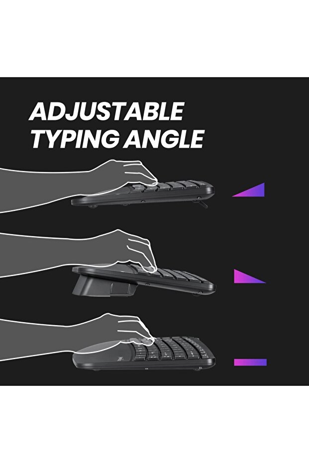 PERIDUO-606A 3-in-1 Wireless Compact Ergonomic Keyboard with Vertical Mouse & Numeric Keypad - 6