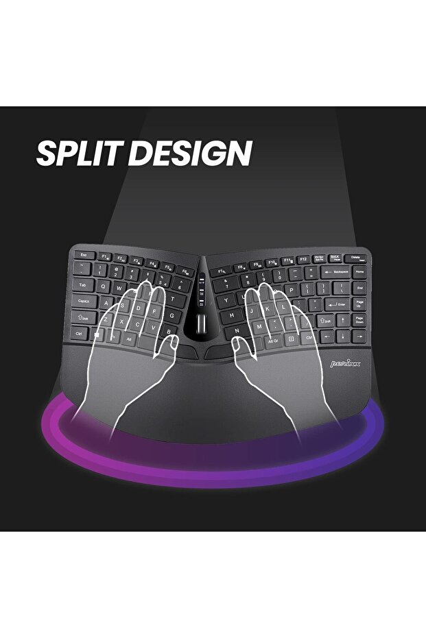 PERIDUO-606A 3-in-1 Wireless Compact Ergonomic Keyboard with Vertical Mouse & Numeric Keypad - 2