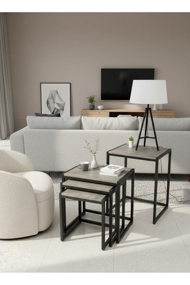 Nesting Service Table Set - 4 Pieces - Modern and Space-Saving - 1