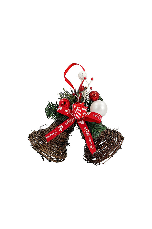 Hanging Rattan Bells Red 21x11x20cm
