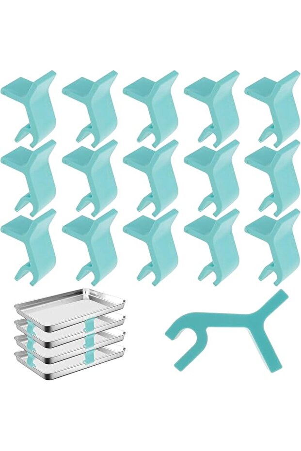16Pcs Baking Sheet Stackers, Space-Saving Tray Stackers, Reusable Trays Stacking Holder - 1