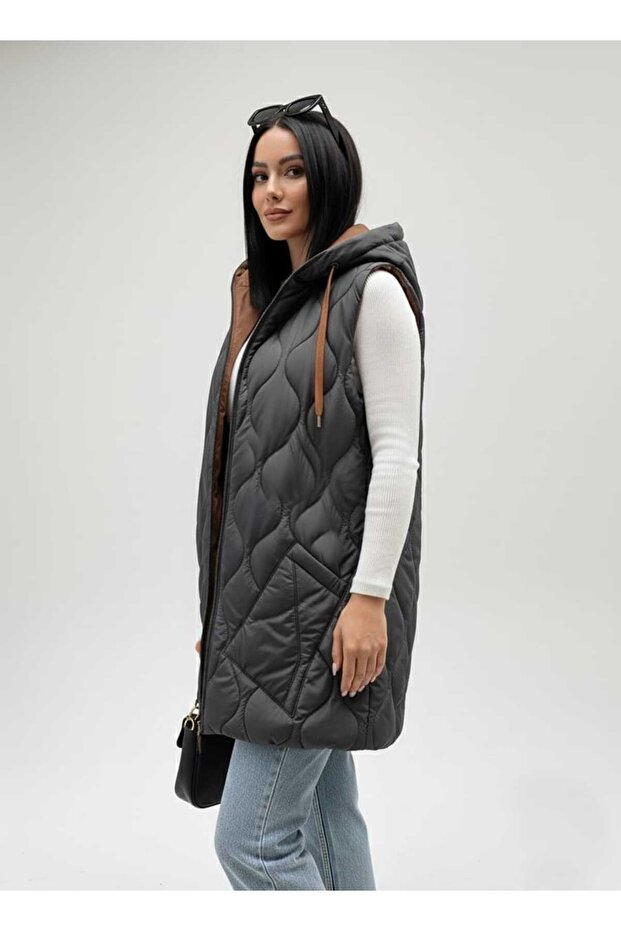 Kapşonlu Kapitone Yelek - 2