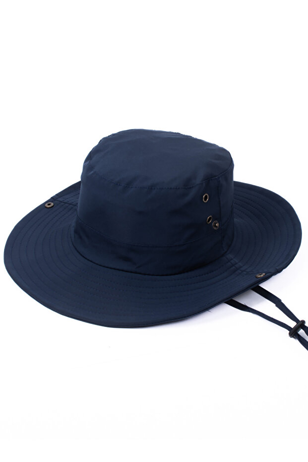Summer Foldable Wide Brim Safari Navy Blue Cowboy Hat Unisex Fedora Bucket Fisherman Hat