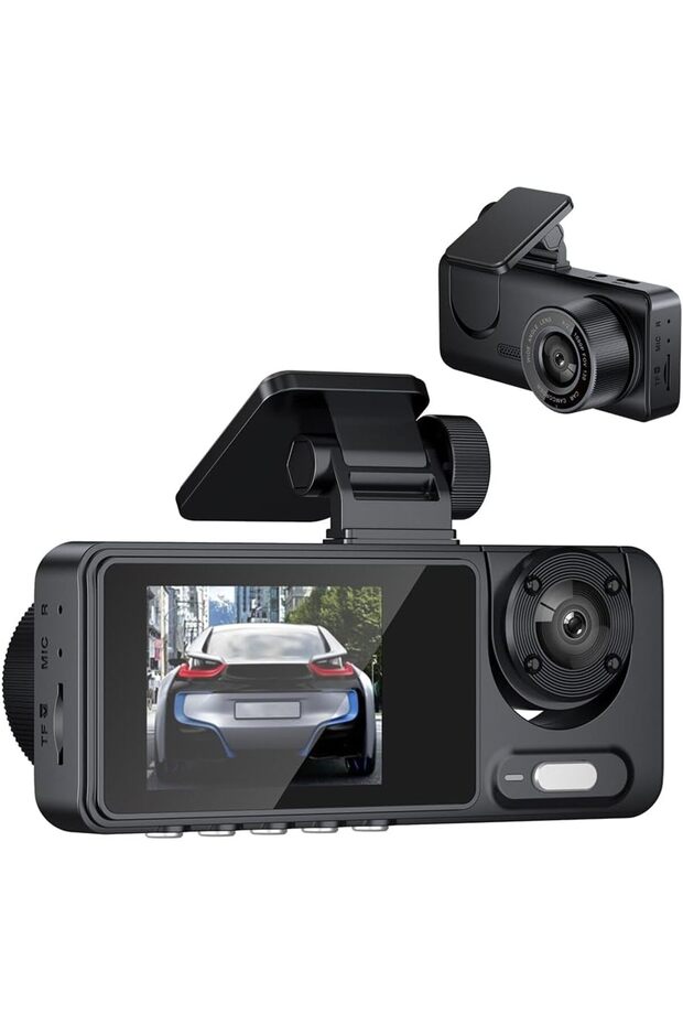 3 Channel Dash Cam - WiFi 1080P Front and Inside Camera With Wide Angle, G-Sensor