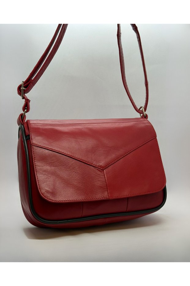 Red Genuine Leather Bag Women's Daily Use Crossbody Shoulder Bag (25cm X 18cm)