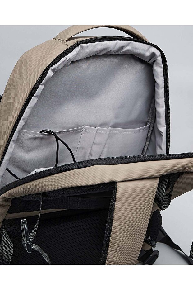 حقيبة ظهر رجالية بلون بني داكن بسحاب دائري - 5