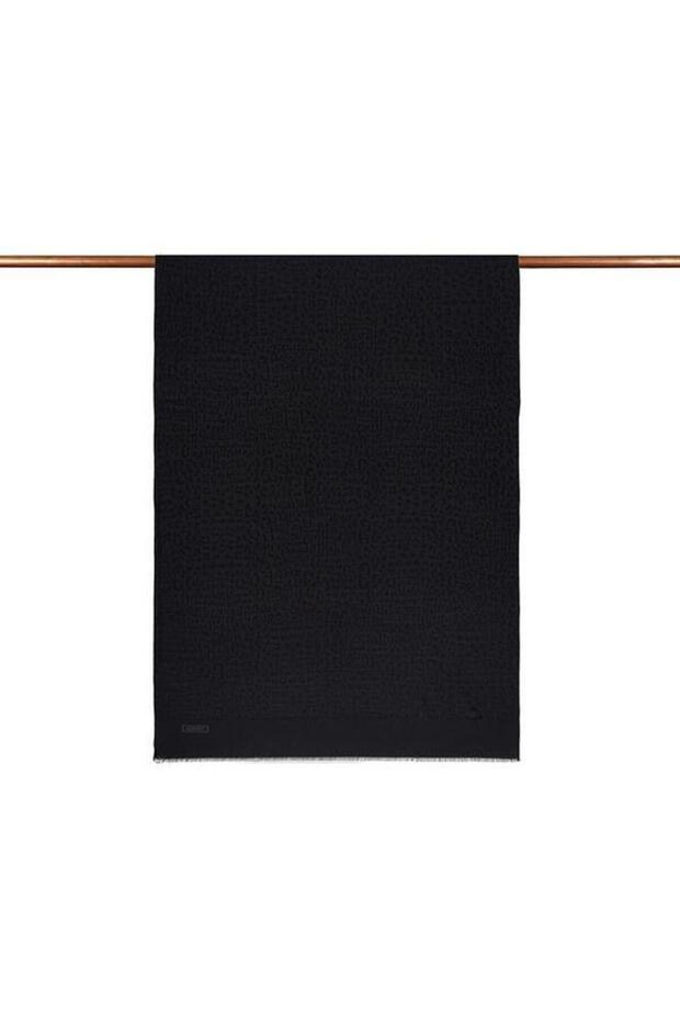 Monogram Shawl - Leopard Pattern - Black - 2