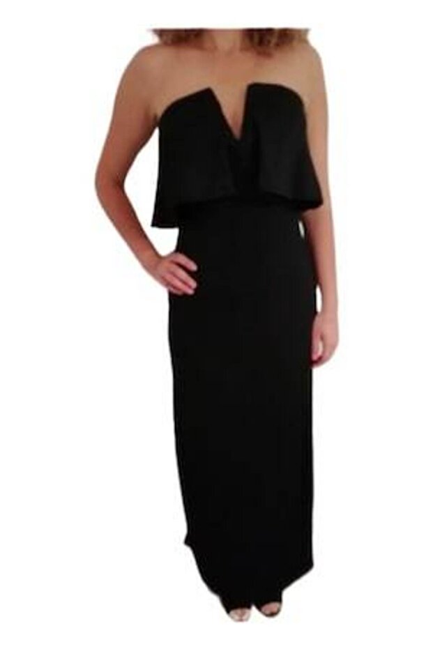 Rochie maxi cu strat dublu, Neagră