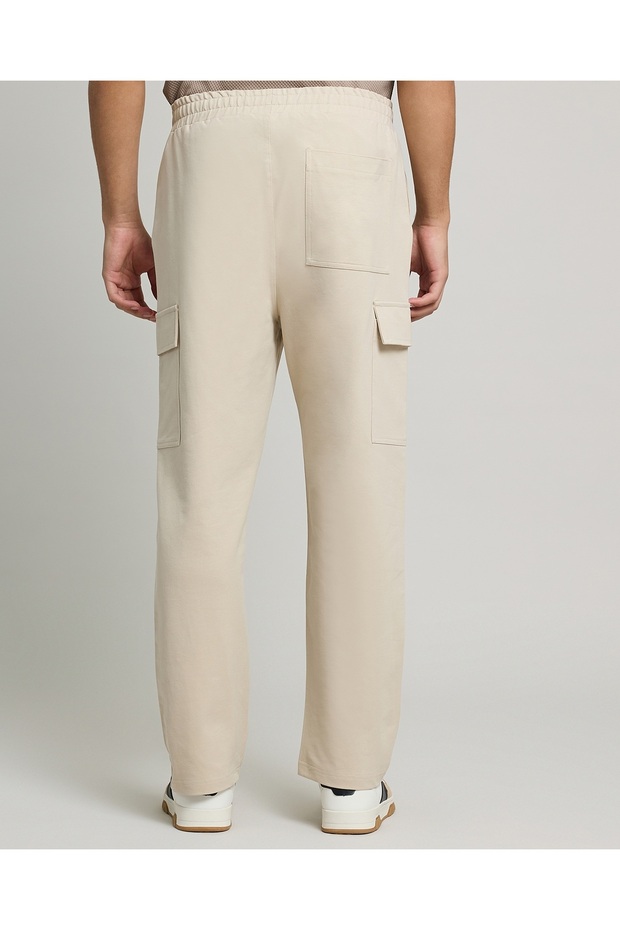 بنطلون كارغو سادة مع خصر برباط - 4