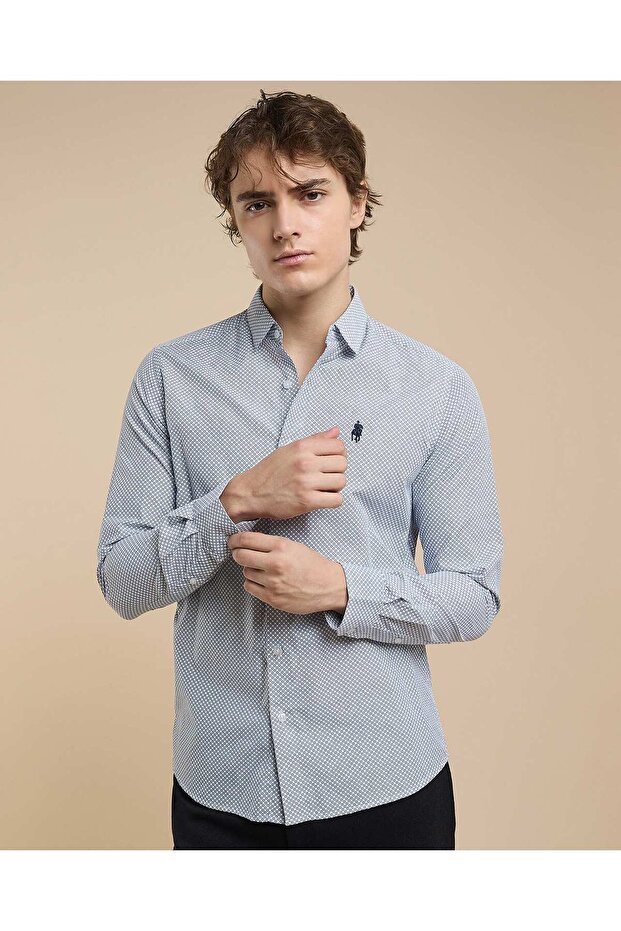 Patterned Shirt With Classic Collar And Long Sleeves