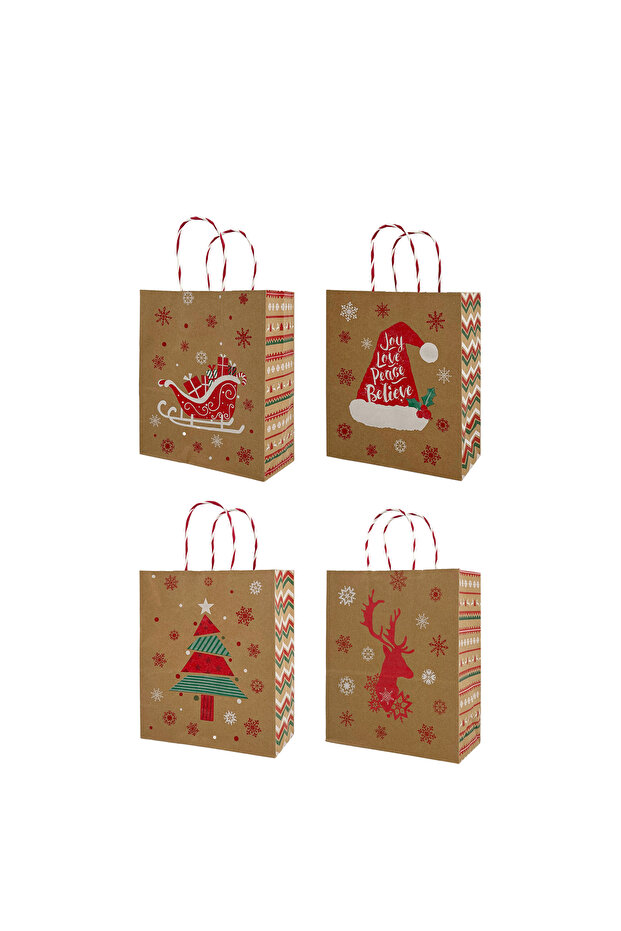 Rustic Cheer Kraft Bags Asst. Medium 22x11x27cm 6Pcs/Pk
