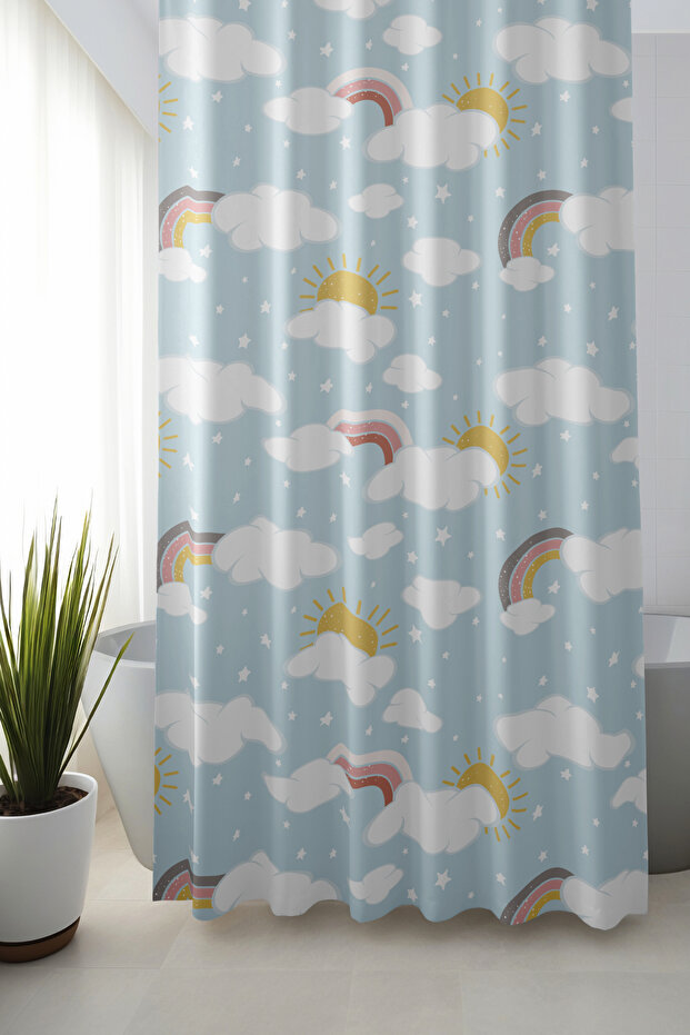 Bathroom Curtain, Rainbow and Sun Pattern Shower Curtain, Bathtub Curtain, with Ring Gift 175X200Cm Bp-11
