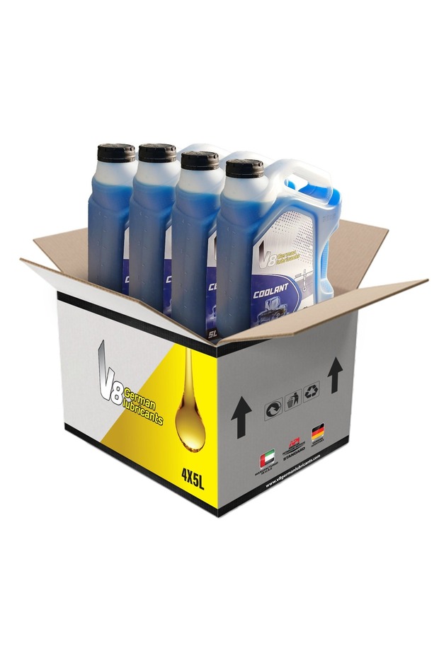 V8 German Lubricant Blue Radiator Coolant – 5L x 4 Pack | Premix & Ready to Use