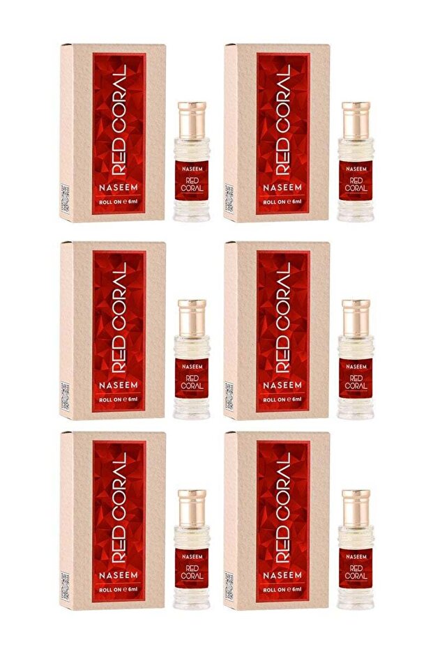 Red Coral Perfume Oil Roll-On for Women - 6ml (Pack of 6)