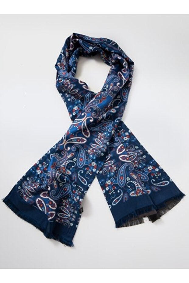 Doubleface Scarf Paisley Pattern Blue - 1
