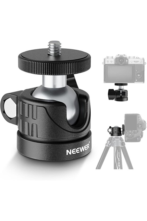 BASIC Mini Ball Head, Portable Tripod Head Camera Adapter Mount Screw 1/4 Inch for DSLR Actio
