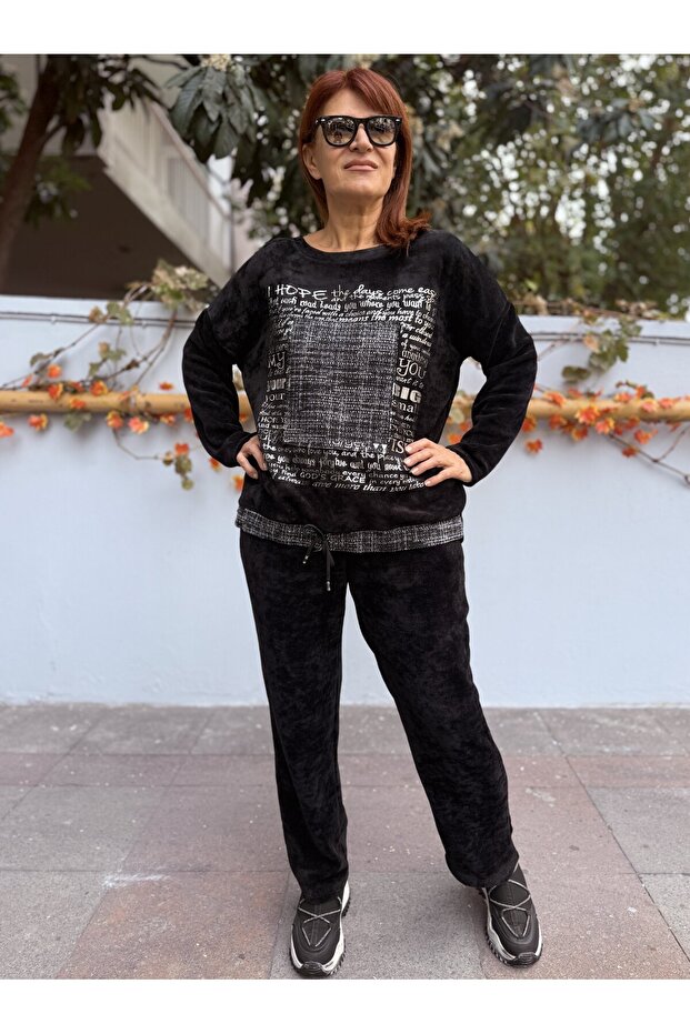 Women's Italian Velvet Suit Black