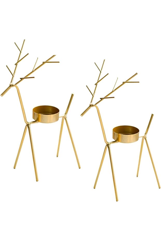 Metal Tealight Candle Holder Set (Reindeer Pack of 2)