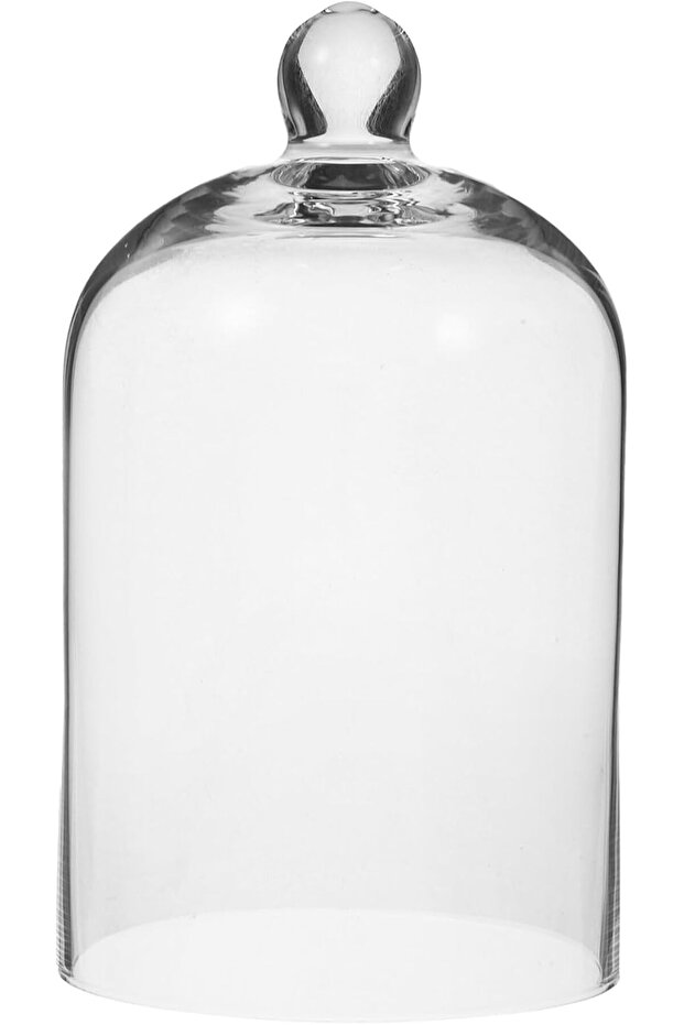 Glass Dome Cloche with Wood Base - Tealight Holder (15 x 9 x 9 cm)