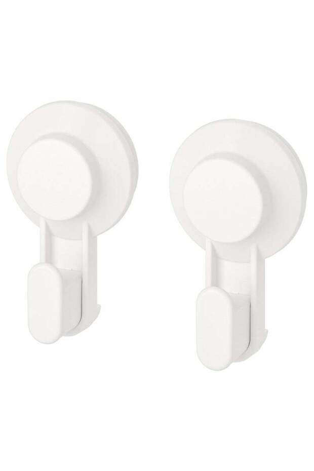 Hook with Suction Cup, Pack of 2 – White | Removable Wall Hook