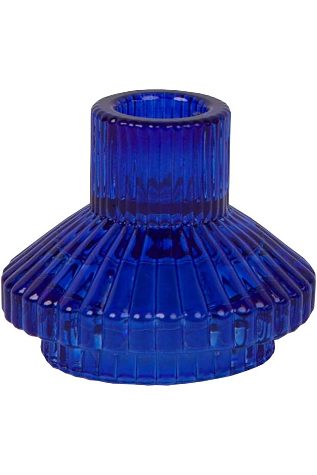 Blue Glass Candlestick Holder (Small, Cobalt Blue)