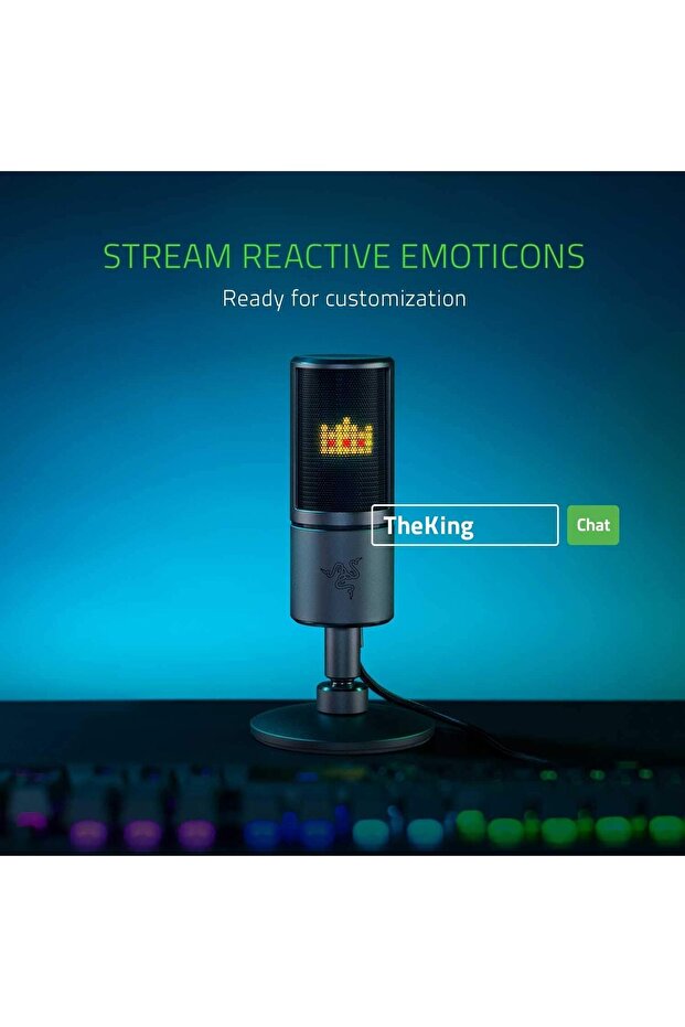 Seiren Emote USB Condenser Streaming Microphone with 8-bit Interactive LED Emote Display (Blac - 2