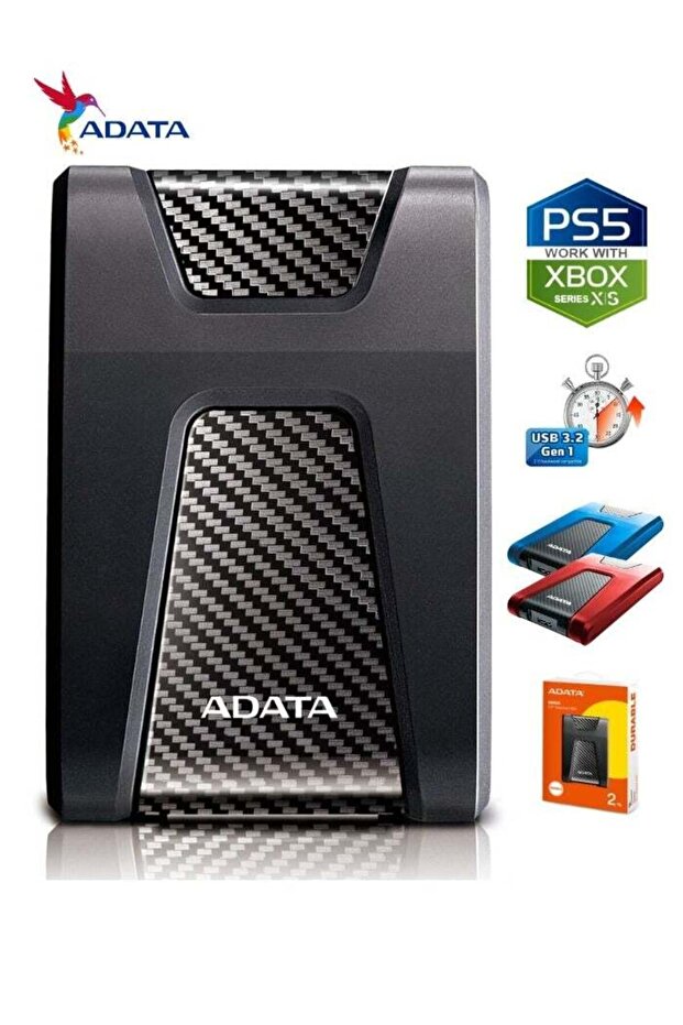 HD650 DURABLE 2TB External HDD | Anti-Shock Hard Drive | Compatible with PS5 XBOX | Black