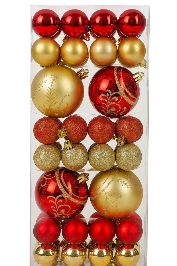 Christmas tree ornament christmas decorations glittery colorful 8-6-4 cm 44 pieces