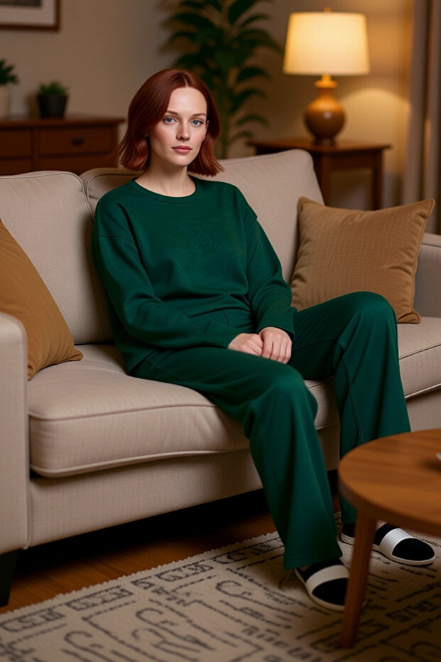 Women's Corded Fabric Knitted Relaxed Fit Lounge Set Functional Durable Quality Comfortable Casual