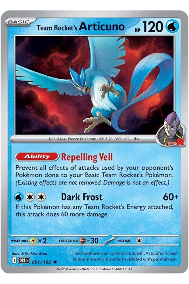 Team Rocket's Articuno # 51 Pokemon Destined Rivals Original Card