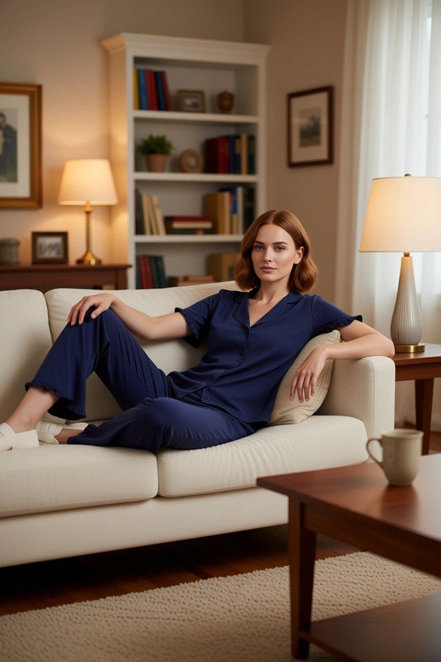 Women Shirt Collar Short Sleeve Pajama Set Functional Durable Quality Comfortable Aesthetic