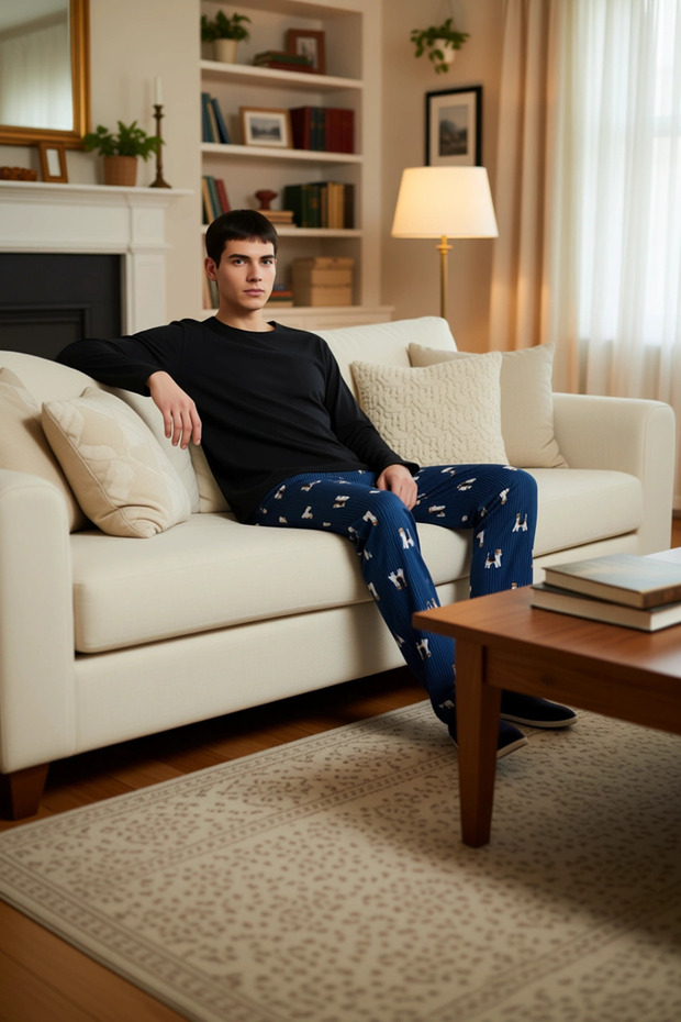 Men's Crew Neck Animal Print Pajama Set Functional Durable Quality Comfortable Stylish