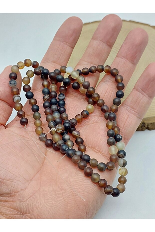 Matte Brown Variegated Agate Stone Strand 6mm – Jewelry & Prayer Bead Design Bead (27905)