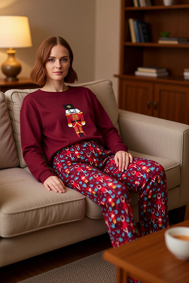 Women's Christmas Themed Crew Neck Low Sleeve Pajama Set Functional Durable Quality Stylish
