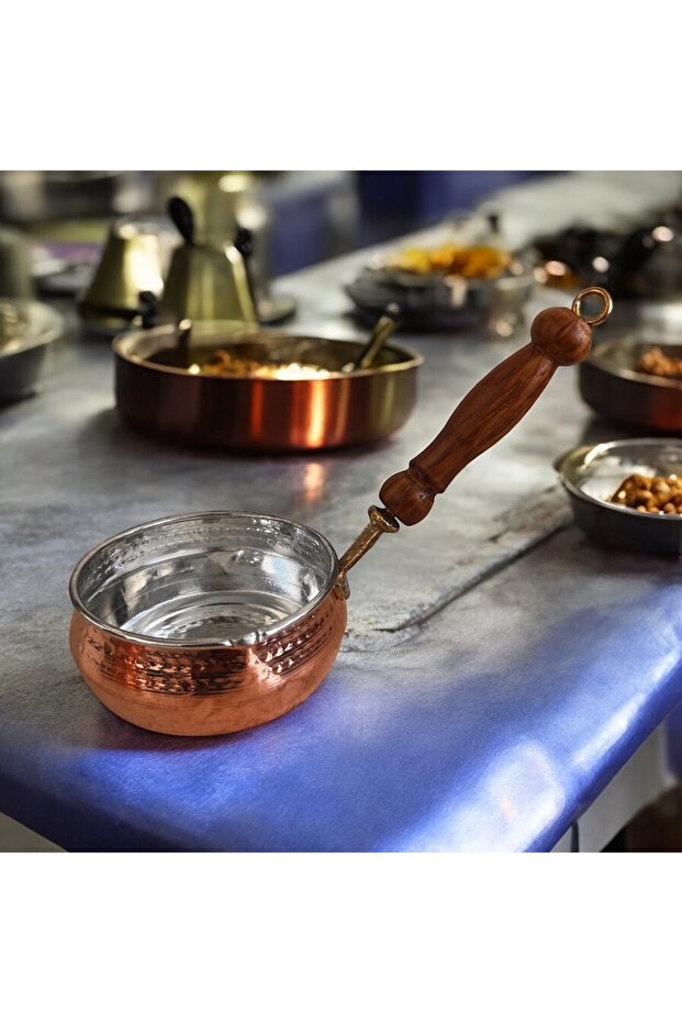 Copper Saucepan Butter Pan Wooden Handle 10 cm